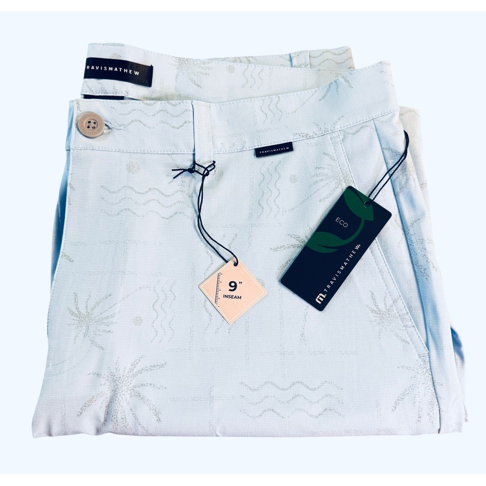 Travis Mathew River Surfing Golf Shorts Mens Sz 36 Dream Blue 9" Inseam 1MAA107